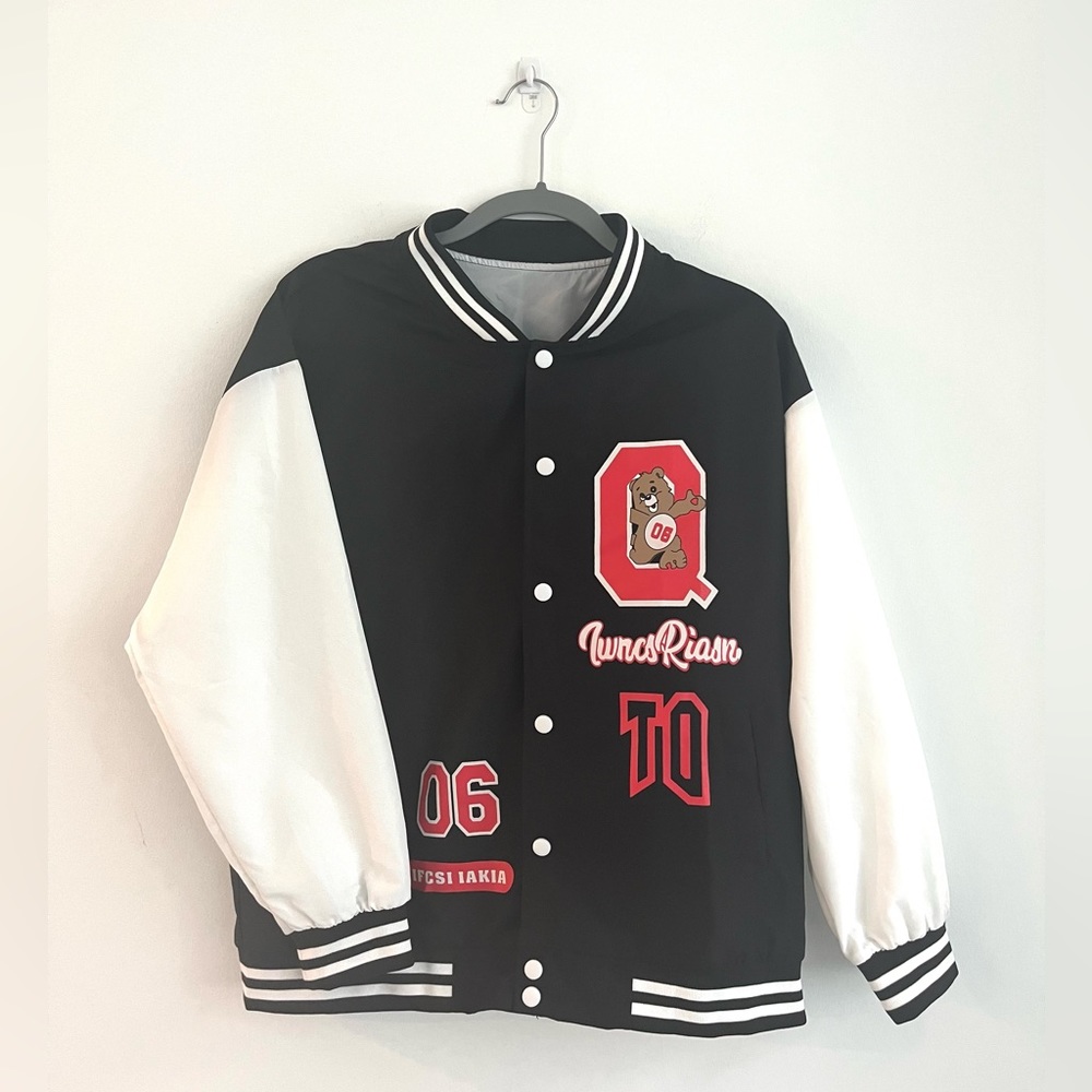 Black and Red Cute Bomber Jacket